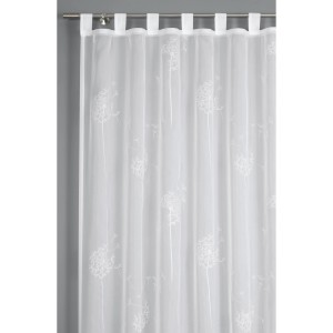 Weißer Bennetti Schlaufenschal Voile mit Pusteblumen-Flock, 140x245 cm, transparent.