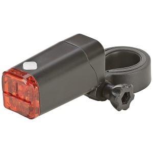 Prophete LED-Batterierücklicht für Fahrräder, mit Halterung. Sorgt für Sicherheit im Straßenverkehr.