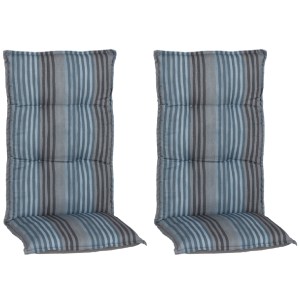 2er-Set Beo Sitzauflagen Tissa für Hochlehner, blau-grau gestreift.