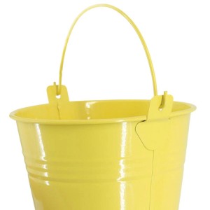Gelber Galaflor Kindereimer aus Metall, 0,8 Liter, für Kinder-Gartengeräte.