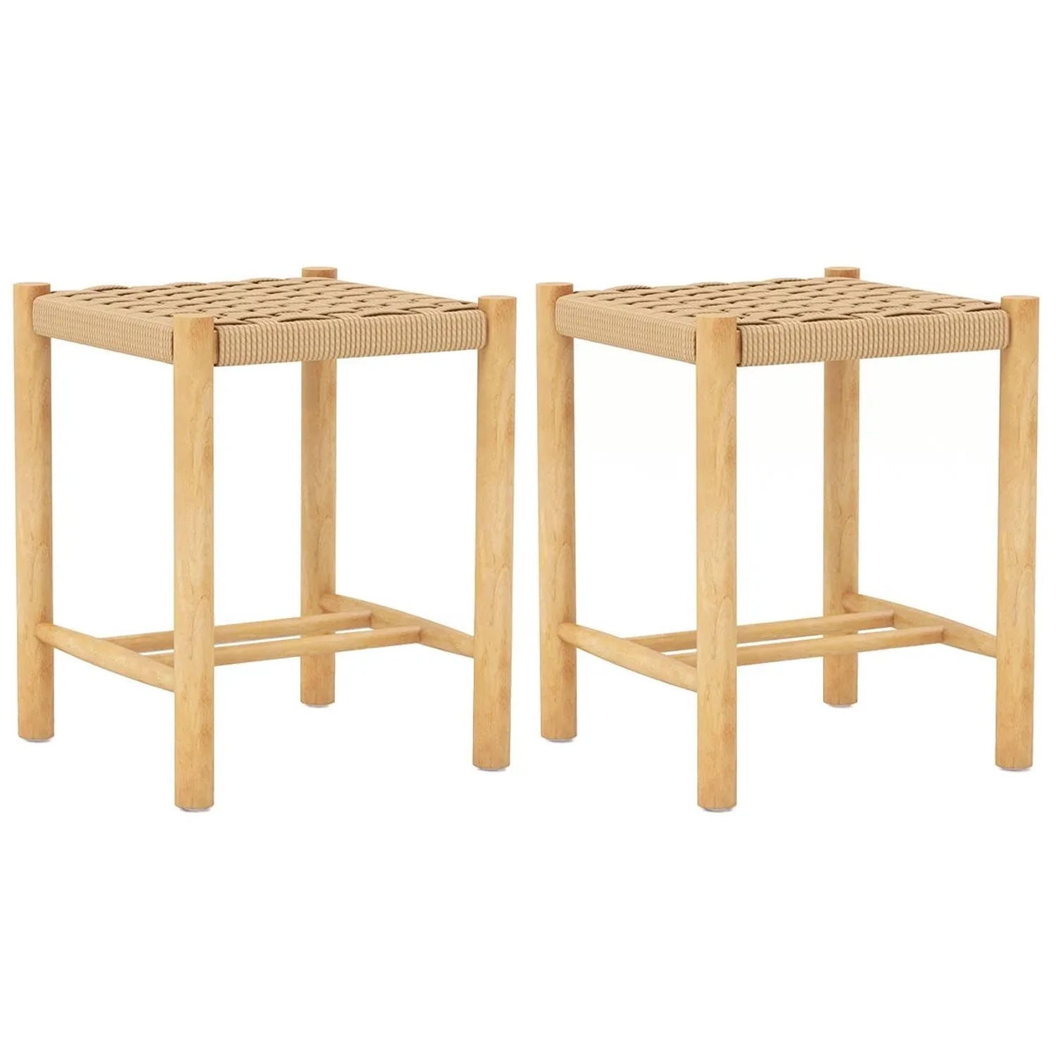 Costway Barhocker 2er Set Holz 36 x 36 x 45 cm Fußstütze günstig online kaufen