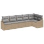 Beiges 6-teiliges vidaXL Garten-Sofa-Set aus Poly Rattan für den Außenbereich.