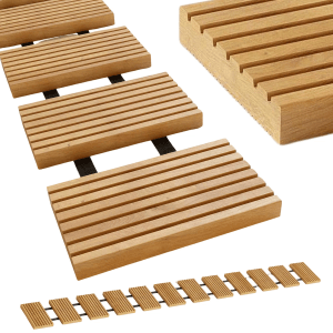 Holz4home Rollweg aus Lärche, flexibler Gartenweg mit Holztritten, 25 cm breit.