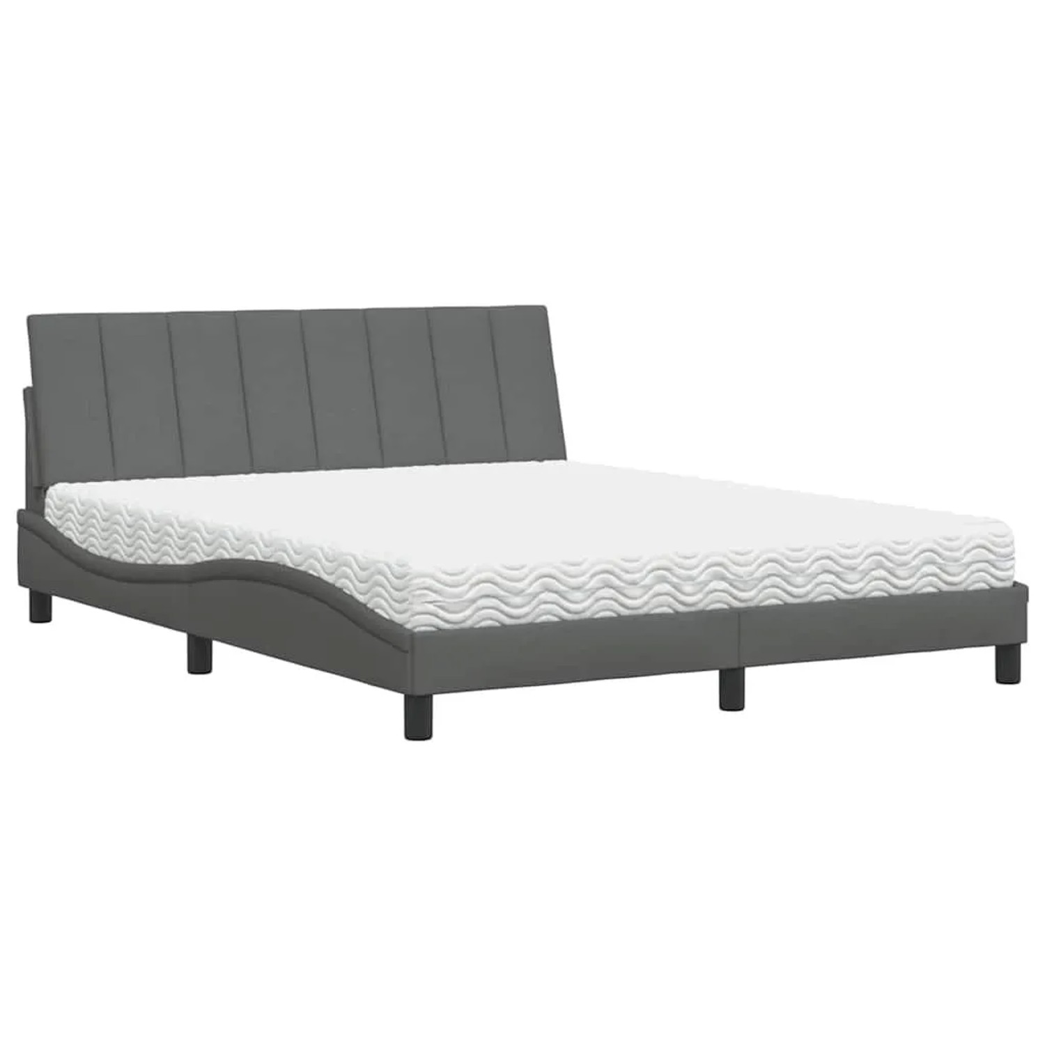 vidaXL Bett mit Matratze Hanko Dunkelgrau 160x200 cm Stoff 3310539