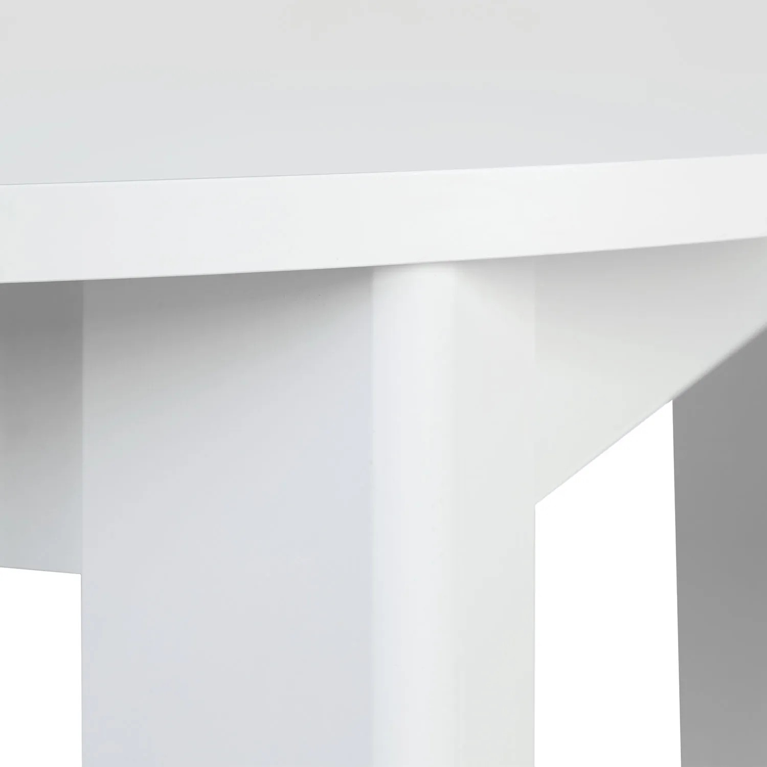 Detailansicht: Weißer, runder Homestyle4u Esstisch (106 cm) mit Tischbeinen.