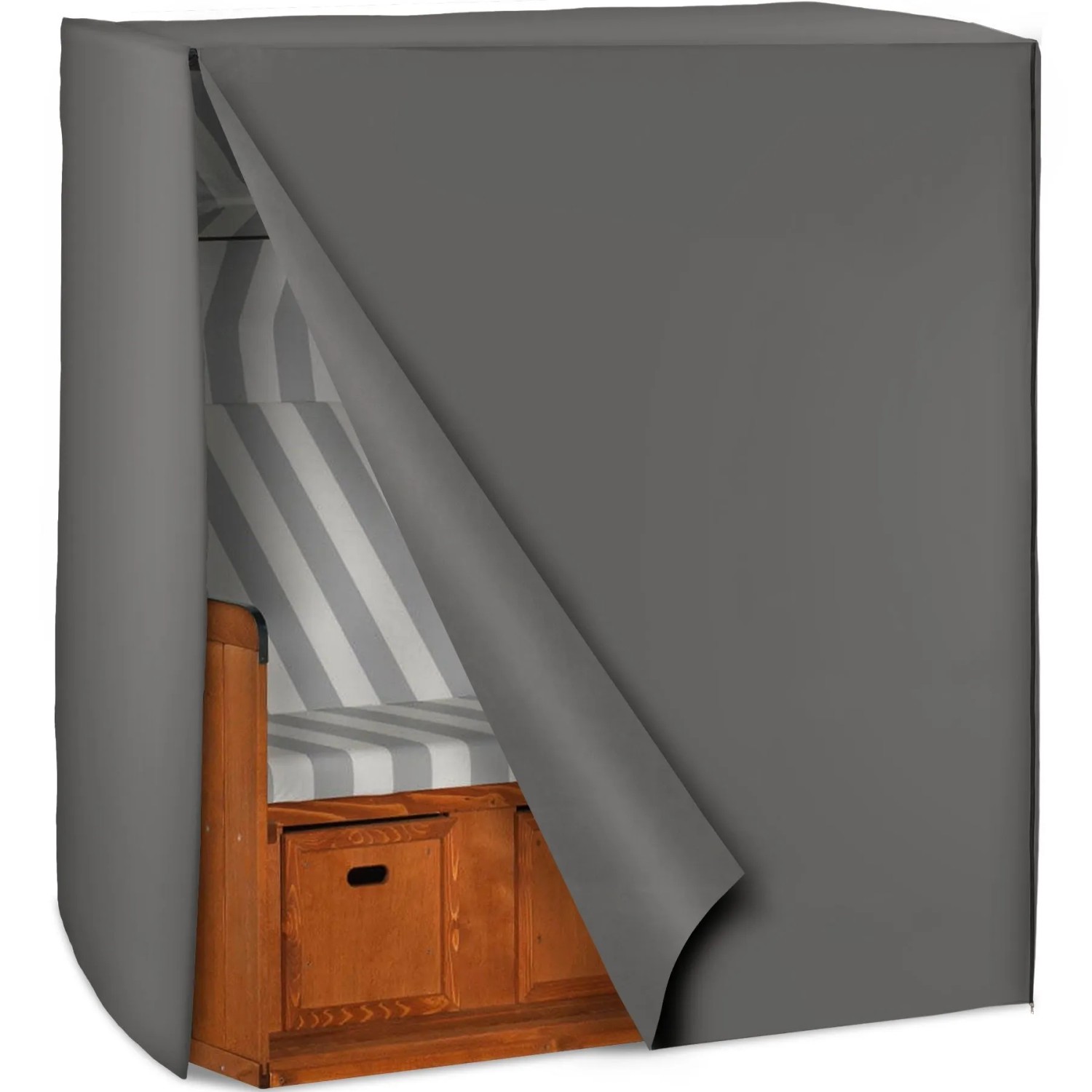Tectake Schutzhülle Für Strandkorb  Mit 2 Reißverschlüssen Wasserabweisend  Winddicht  120 x 80 x 145 cm Grau