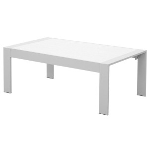 Weißer MeXo Gartentisch/Balkontisch aus Aluminium mit WPC-Tischplatte, wetterfest.