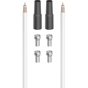 Hama Antennenkabel SAT Anschluss-Kit, 20m Kabel, 4 F-Stecker, 2 Wetterschutztüllen.