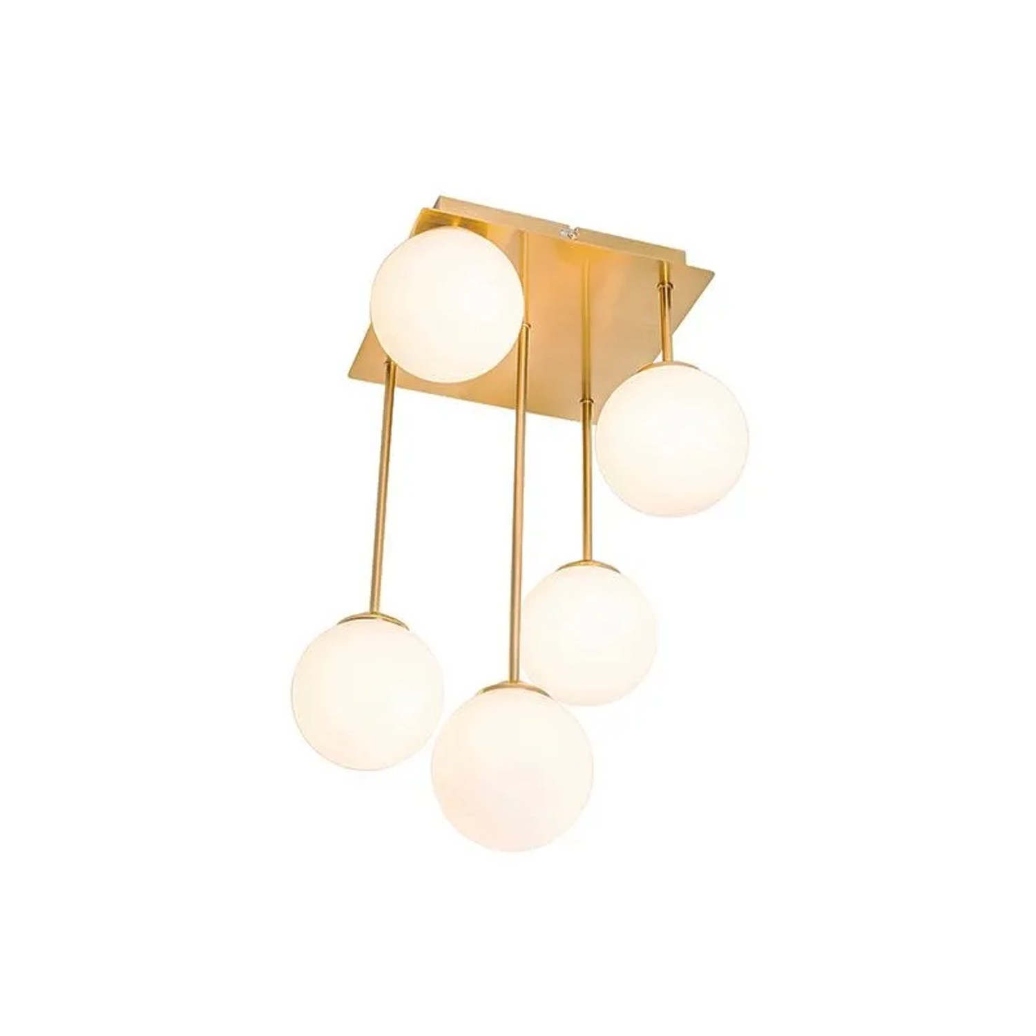 QAZQA Moderne Deckenleuchte Gold mit Opalglas 5 Flammig Athens