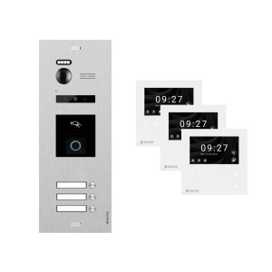Balter Evo-HD-Mini Video Türsprechanlage Set für 3-Familienhaus mit Fingerprint und 3 Monitoren.