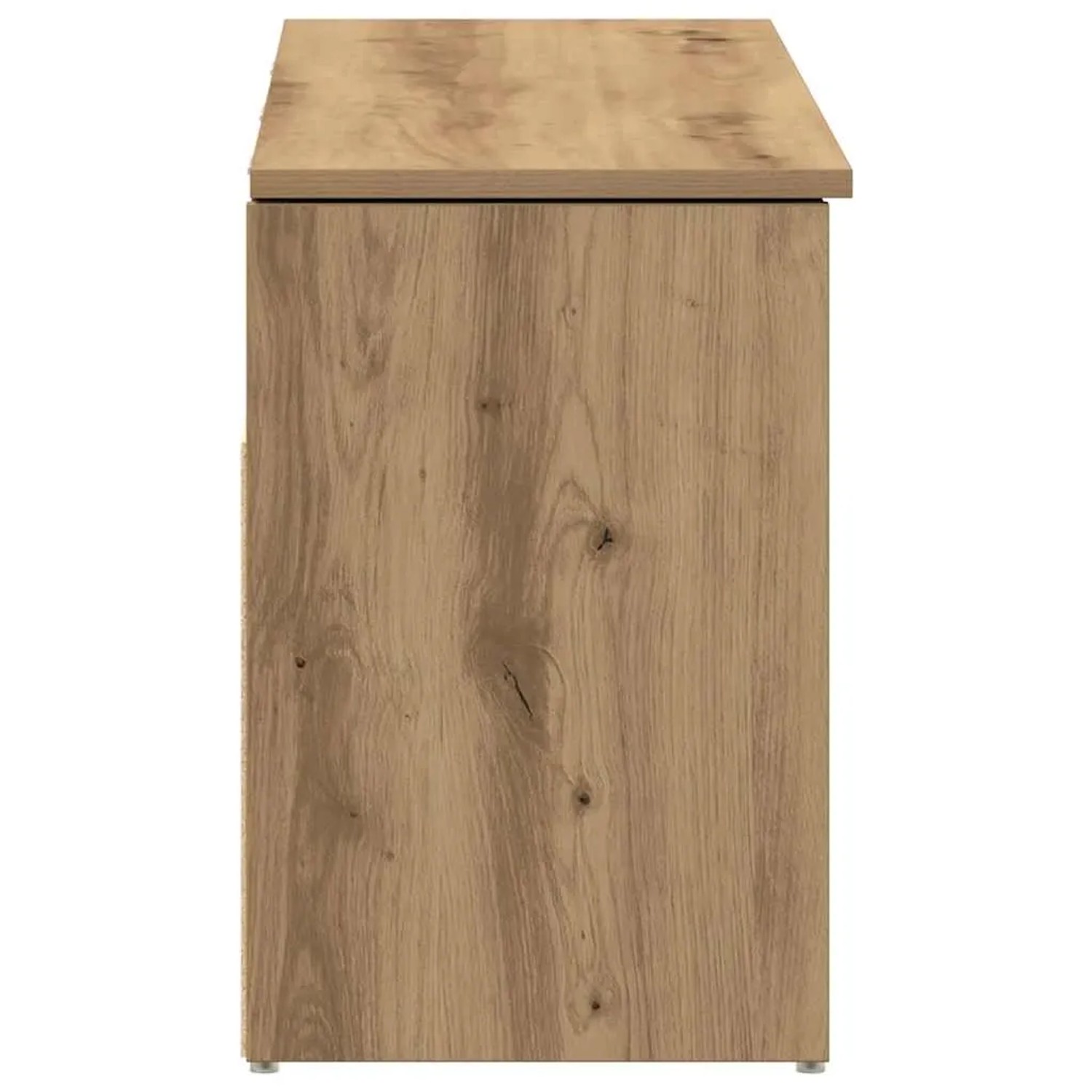Seitenansicht der vidaXL Schuhbank in Artisan-Eiche. Robustes Möbelstück aus Holzwerkstoff mit Holzmaserung.