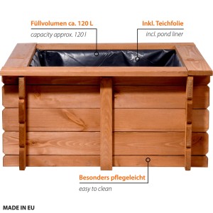 Dobar Gartenteich Square inkl. Teichfolie Kiefer Braun  78 x 78 x 42 cm FSC®