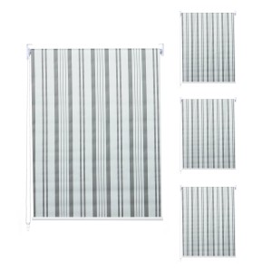 4er-Set MCW Rollo D52, 100x160cm, grau-weiß gestreift, mit Kettenzug und Thermobarriere.