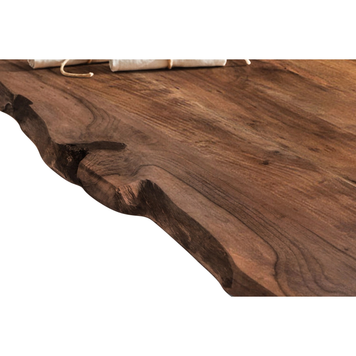 Tischplatte Akazie Nussbaum, Baumkante, 200x100 cm, Massivholz für Esstisch oder Schreibtisch.