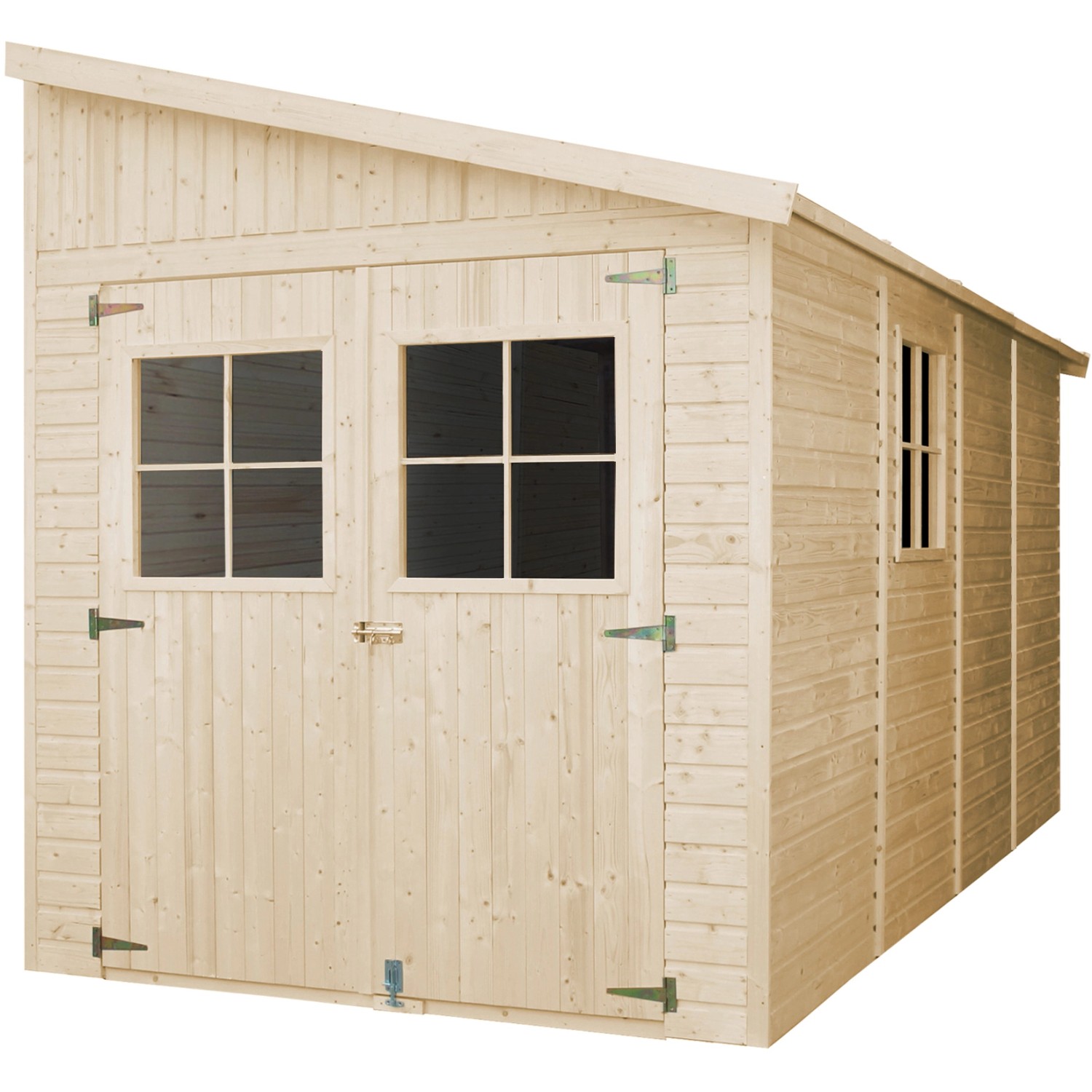 Timbela Anbau-Gartenhaus Holz M340A+M340G 8 m² mit Seitenwand und Boden günstig online kaufen