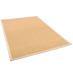 Beiger Pergamon Sisalteppich Natura Klassisch mit Bordüre, 150x150cm.