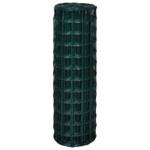 Gerollter grüner Gartenzaun aus Maschendraht, 25x1,2 m, PVC-beschichtetes Stahl-Schweißgitter.