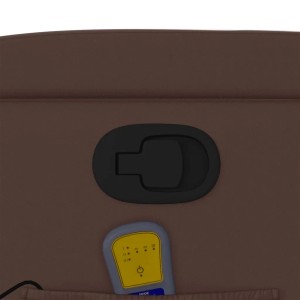 Detailansicht: Brauner Massagesessel mit Relaxfunktion, Hebel und Fernbedienung.