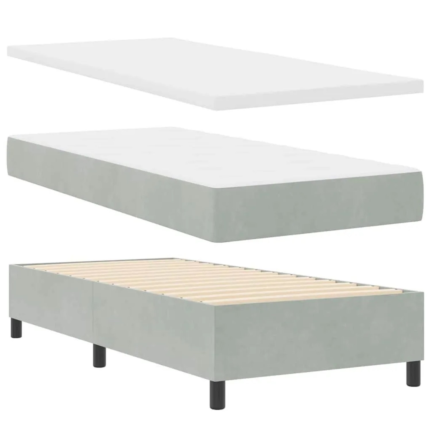 vidaXL Boxspringbett mit Matratze Hellgrau 100 x 200 cm Samt 3344426 günstig online kaufen