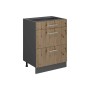 Vicco Küchenunterschrank R-Line, Artisan Eiche/Anthrazit, 60 cm, mit 3 Schubladen.