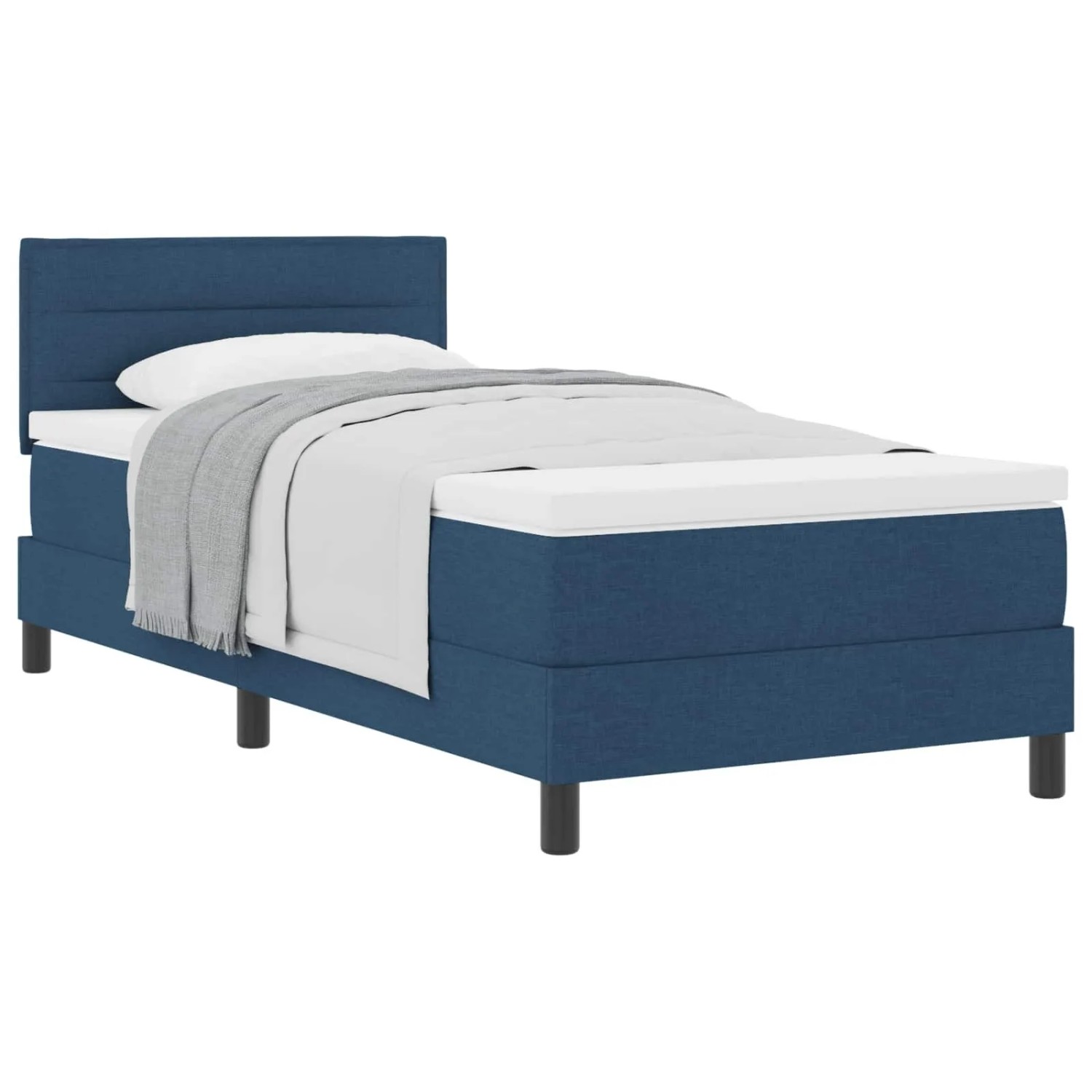 vidaXL Boxspringbett mit Matratze mit Kopfteil Blau 90 x 200 cm Stoff 3338586
