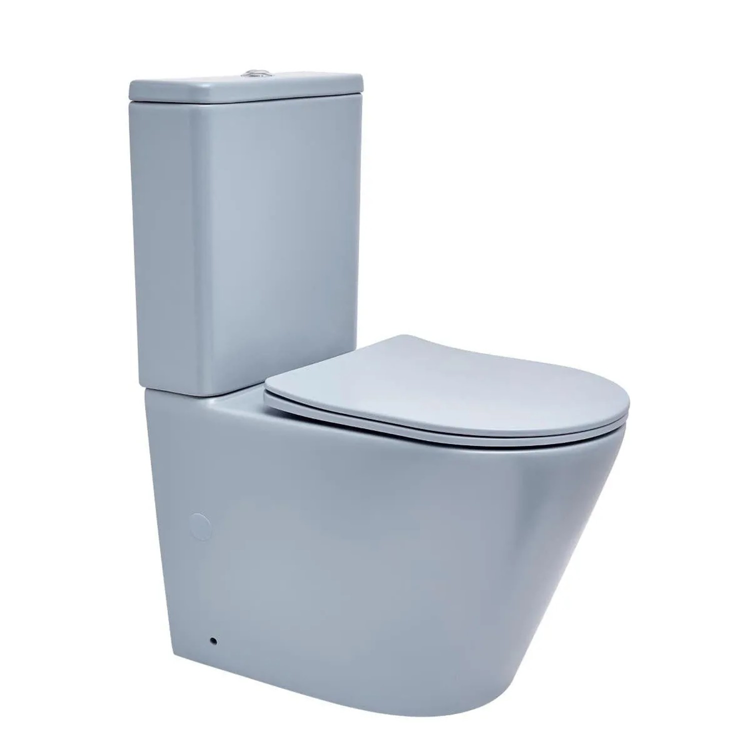Swiss Aqua Technologies Stand-Kombi-WC Spülrandlos Infinitio Wasseranschluss von Unten mit SoftClose WC-Sitz Blau Matt