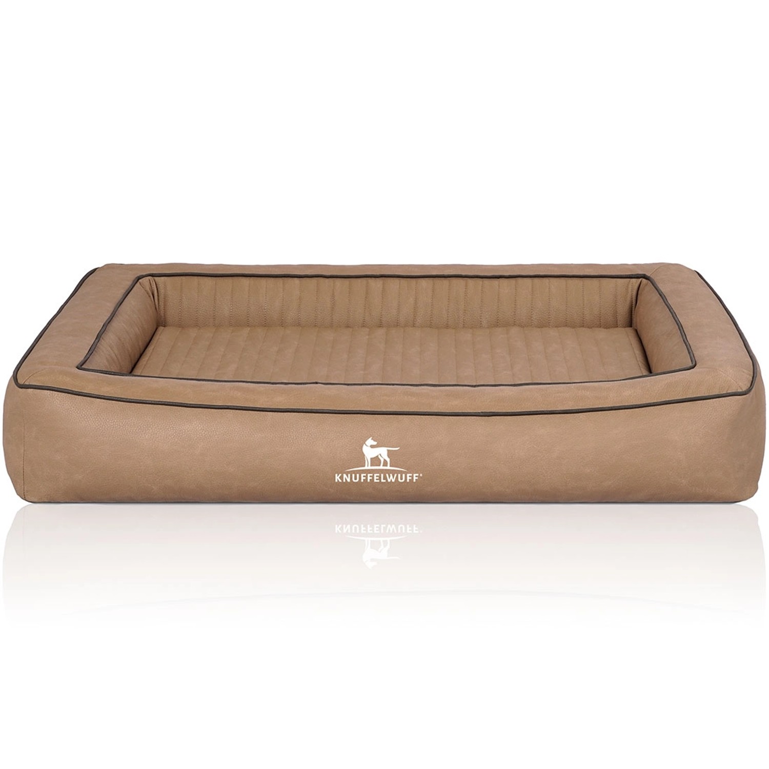 Knuffelwuff Hundebett Montego Orthopädisch Kunstleder 105 x 80cm Camel günstig online kaufen