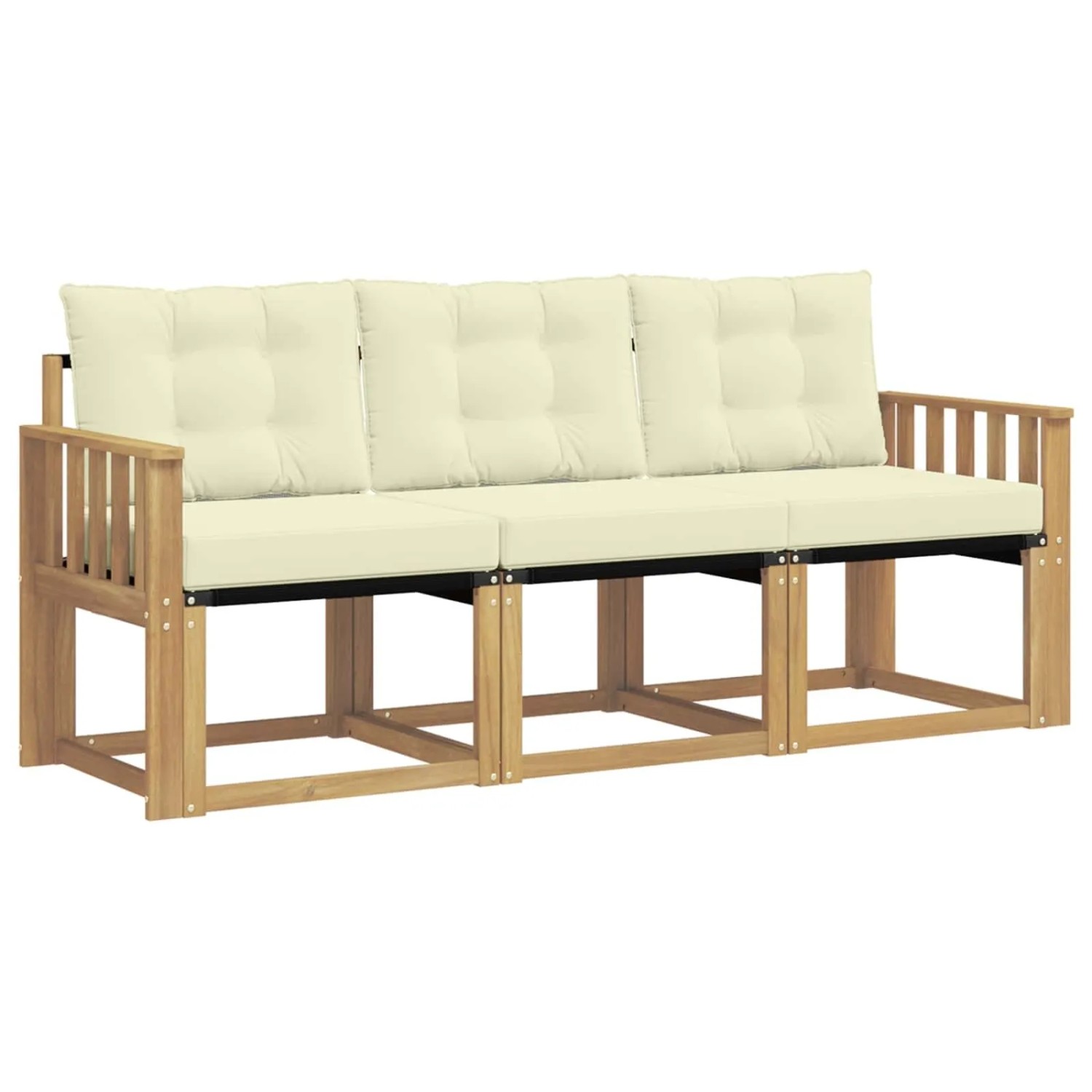 vidaXL Outdoor-Sofagarnitur mit Kissen 3-Tlg Weiß und Creme 3389160