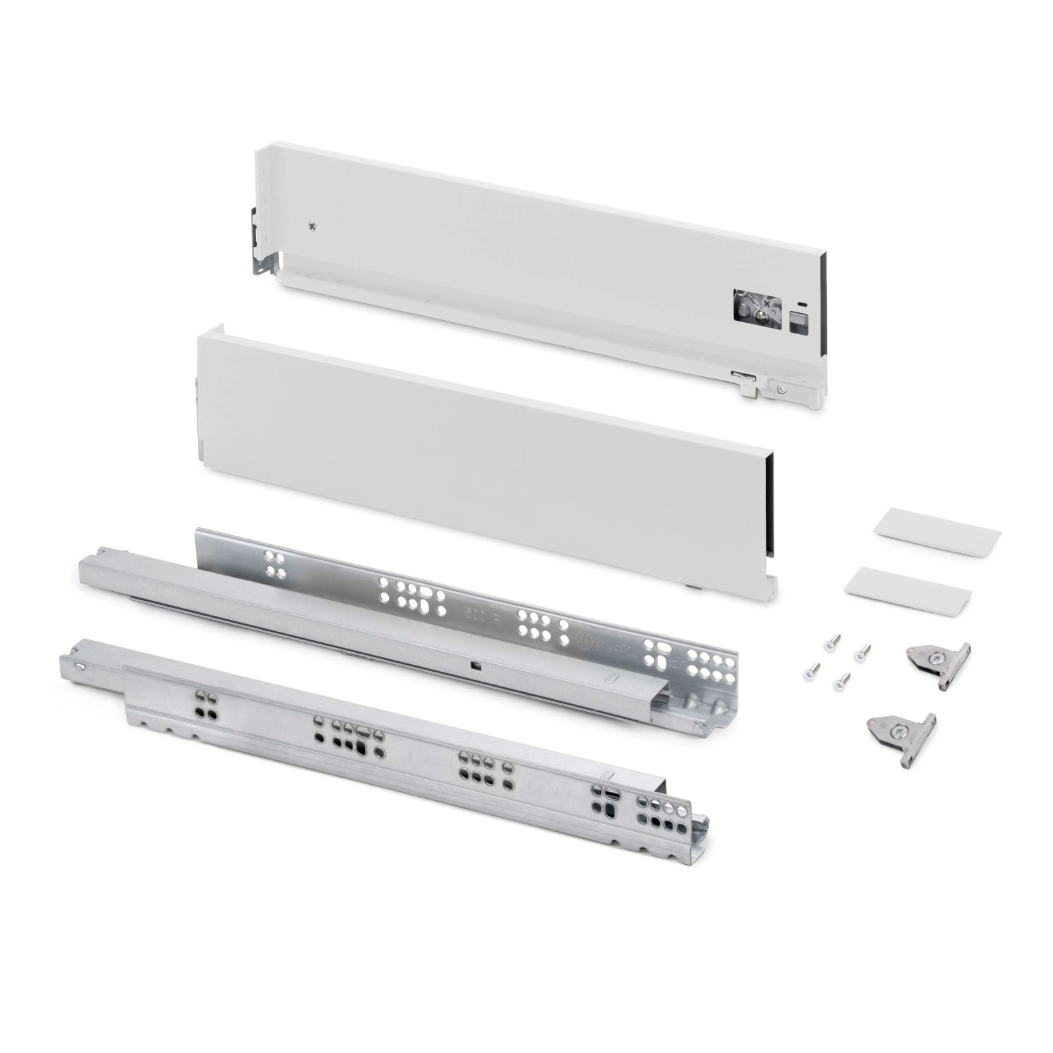 Emuca Aussenschublade Vertex mit 3D-Regelung Höhe 131 mm 60 kg Tiefe 500 mm Stahl Weiß Lackiert