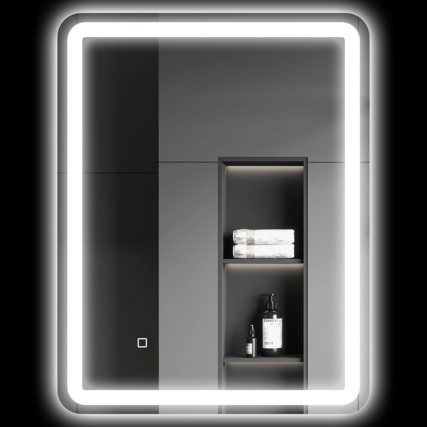 HOMCOM Badezimmerspiegel Hartglas 80L x 60B x 4H cm Silber