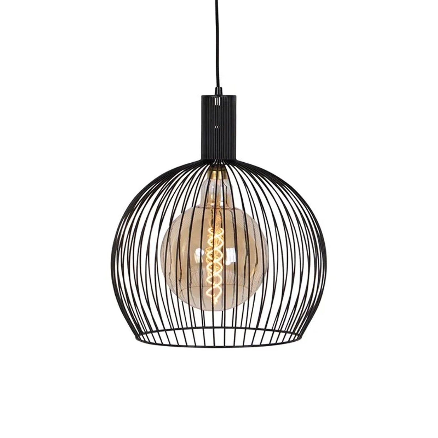 QAZQA Design Hängelampe Schwarz 40 cm Wire Dos
