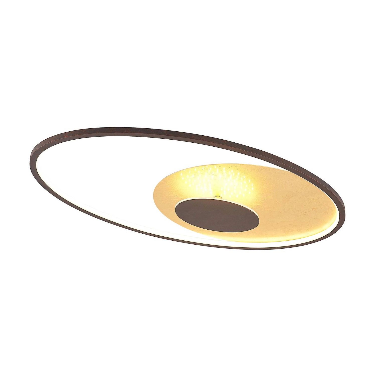 Lindby LED Deckenleuchte Feival 9639350 Dimmbar Modern in Braun aus Metall günstig online kaufen