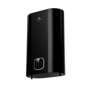 Sannover Kimoro 30L, flacher, schwarzer Warmwasserspeicher zur Wandmontage mit Touchscreen.