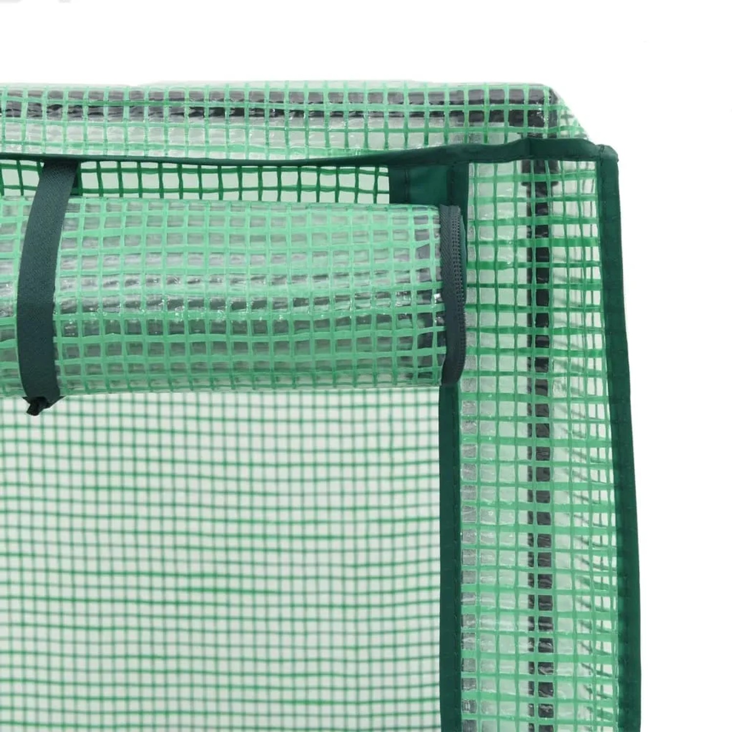Detailansicht des Gewächshaus-Aufsatzes für vidaXL Hochbeet in Rattan-Optik.