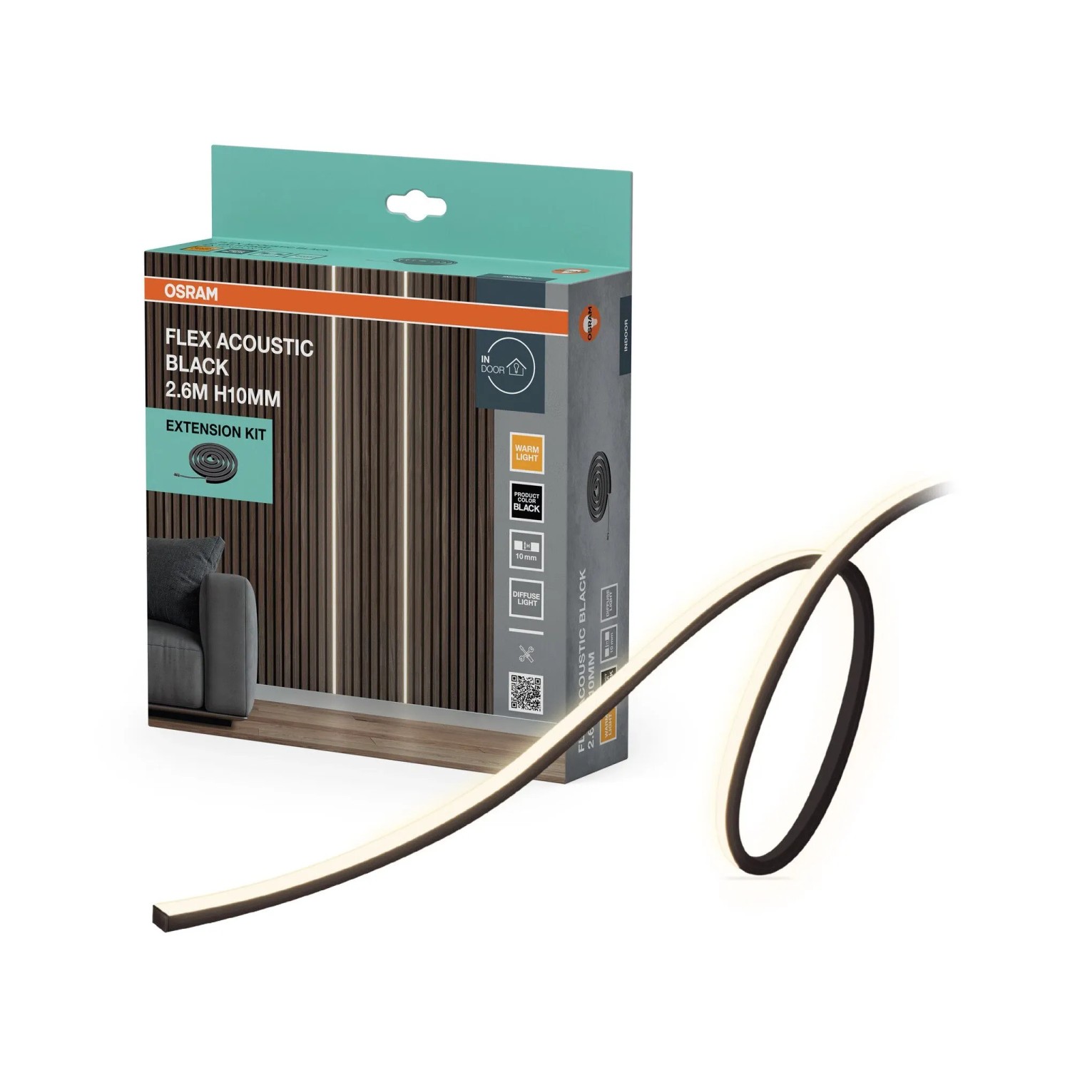 Osram LED Streifen Acoustic Mattschwarz 2,6 m 24W 3000K