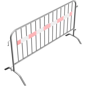 Silbernes Schake Absperrgitter Typ D mit Tastleiste, 2 m lang, 14 Stäbe.