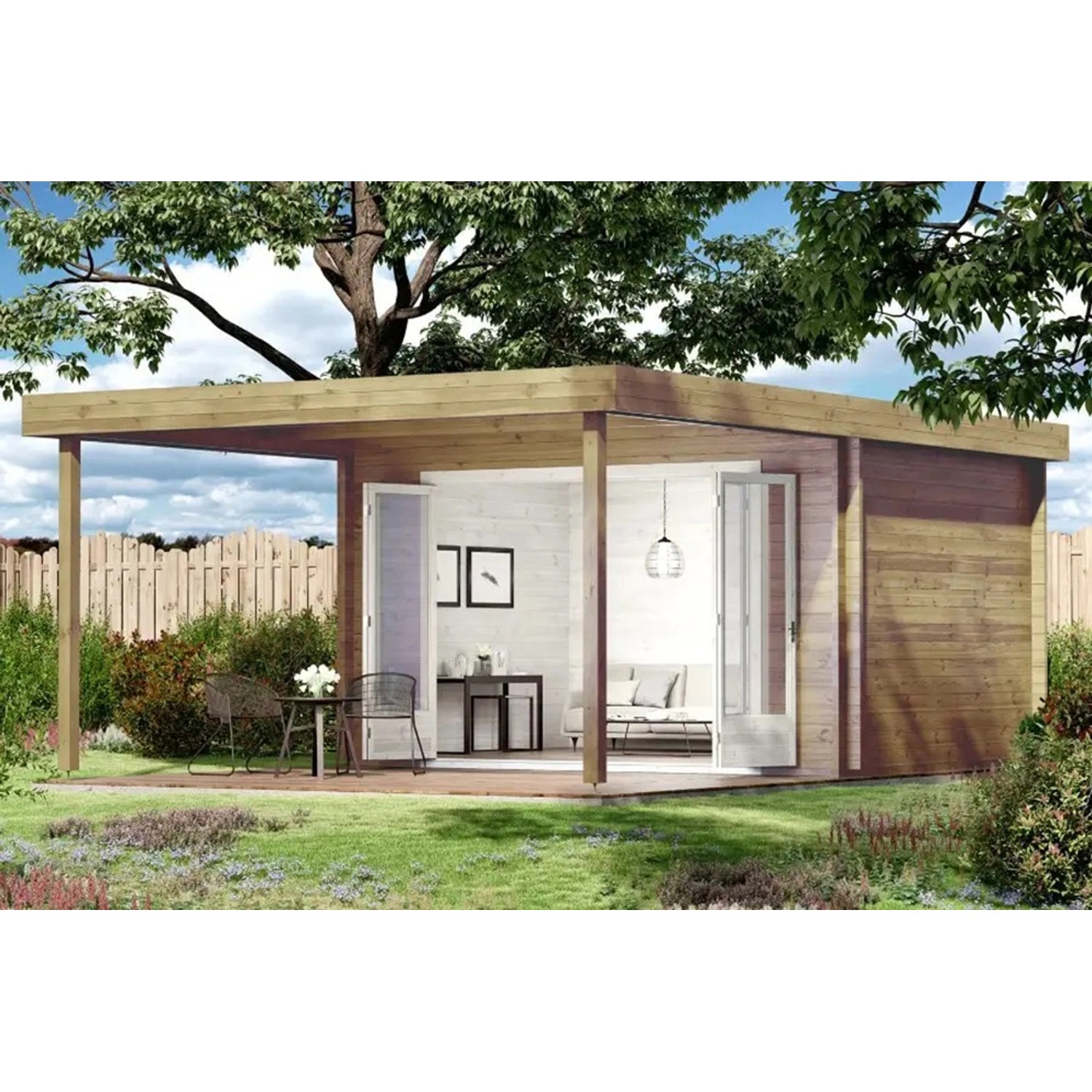 Carlsson Gartenhaus Holstein-40 Flachdach Unbehandelt 420 cm x 598 cm günstig online kaufen