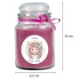 HS Candle Duftkerze Stier Lavendel im Glas mit rosa Wachs, Sternzeichen-Motiv und pinker Schleife. Für entspannte Atmosphäre.