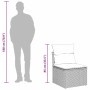 Skizze eines schwarzen vidaXL Gartensofas aus Rattan mit Kissen, Größenangabe.