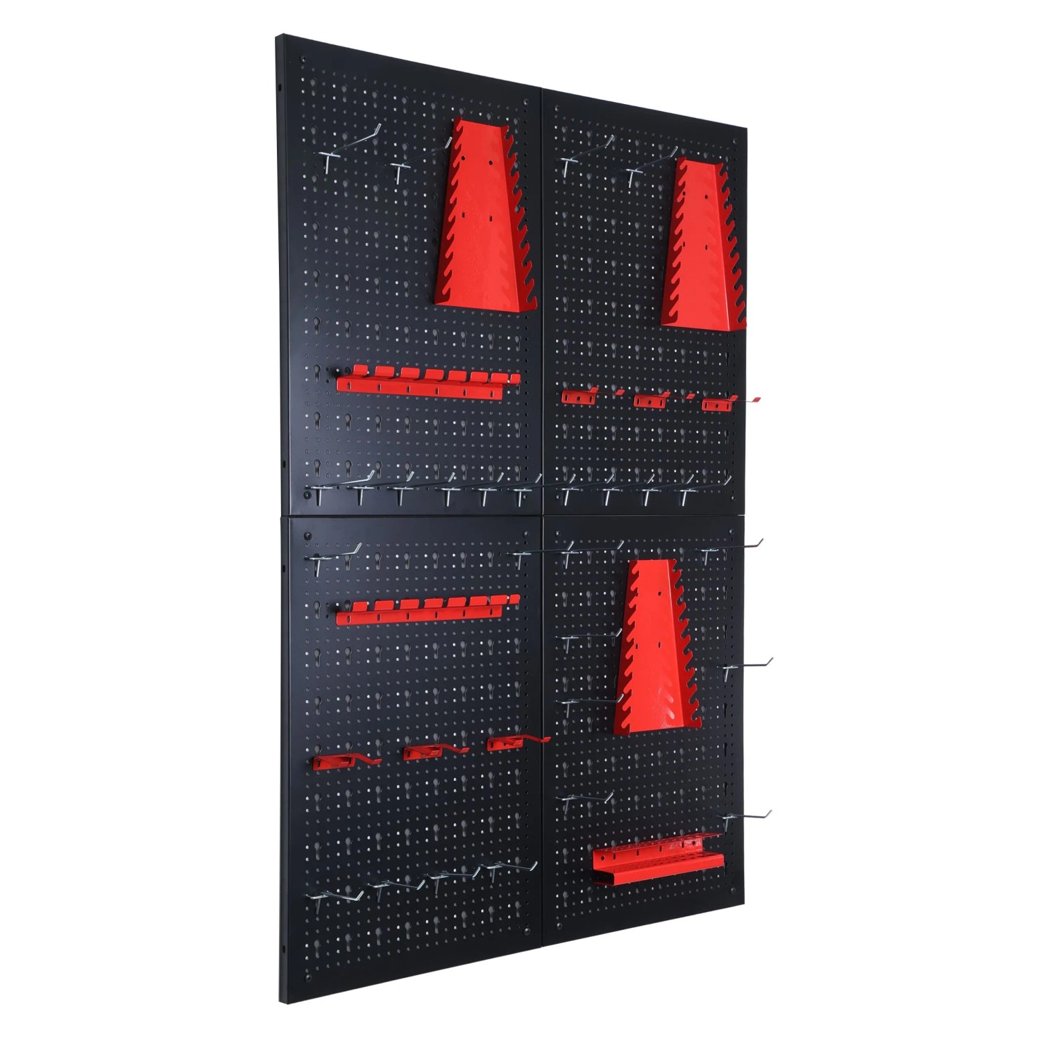 Floordirekt Werkzeugwand Parker Lochwand Set Werkzeughalter Schwarz Rot 4 Platten
