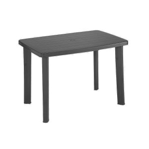 Rechteckiger, anthrazitfarbener Mojawo Gartentisch aus Kunststoff, 100x70 cm, ideal für Balkon und Terrasse.