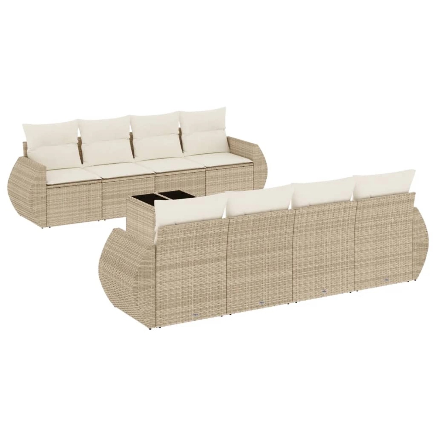 vidaXL 9-Tlg Garten-Sofagarnitur mit Kissen Beige Poly Rattan 3253485 günstig online kaufen