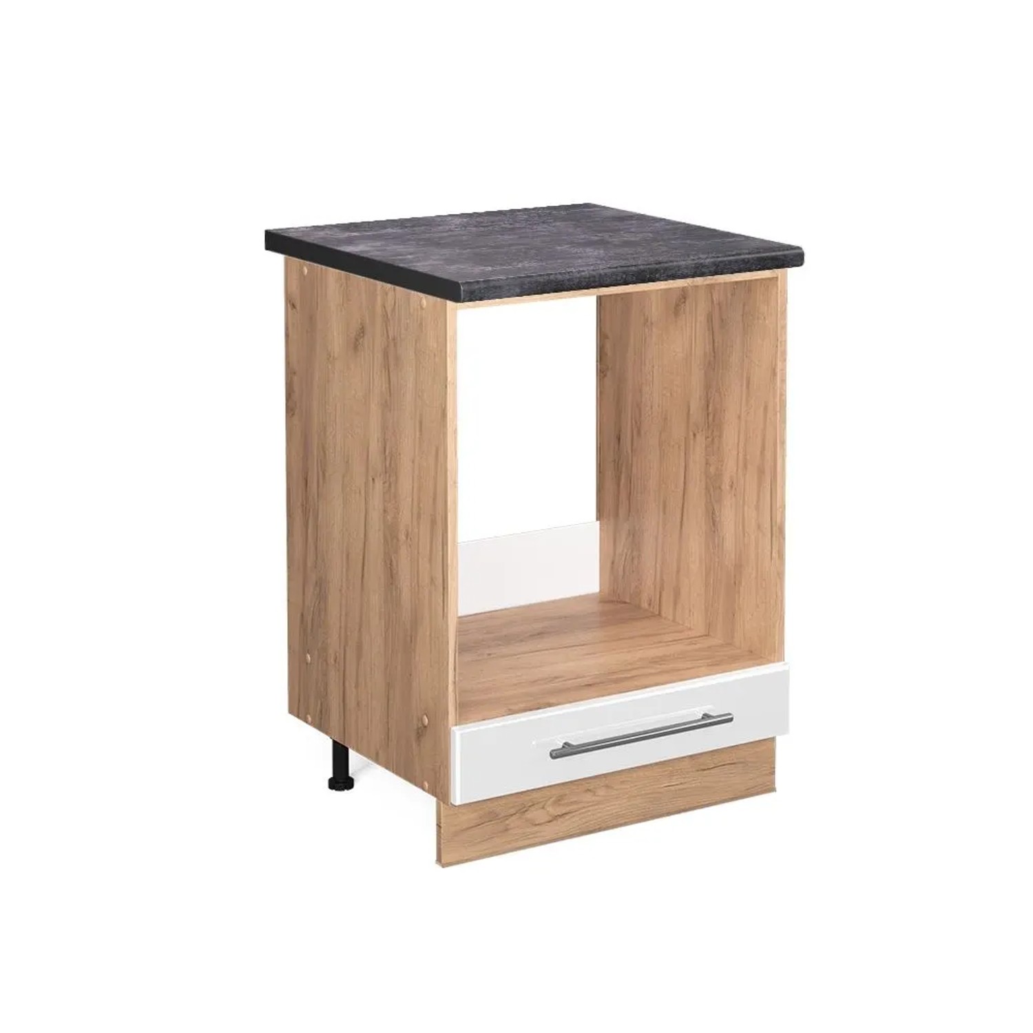 Vicco Herdumbauschrank Fame-Line Weiß Hochglanz Goldkraft Eiche 60 cm AP Anthrazit