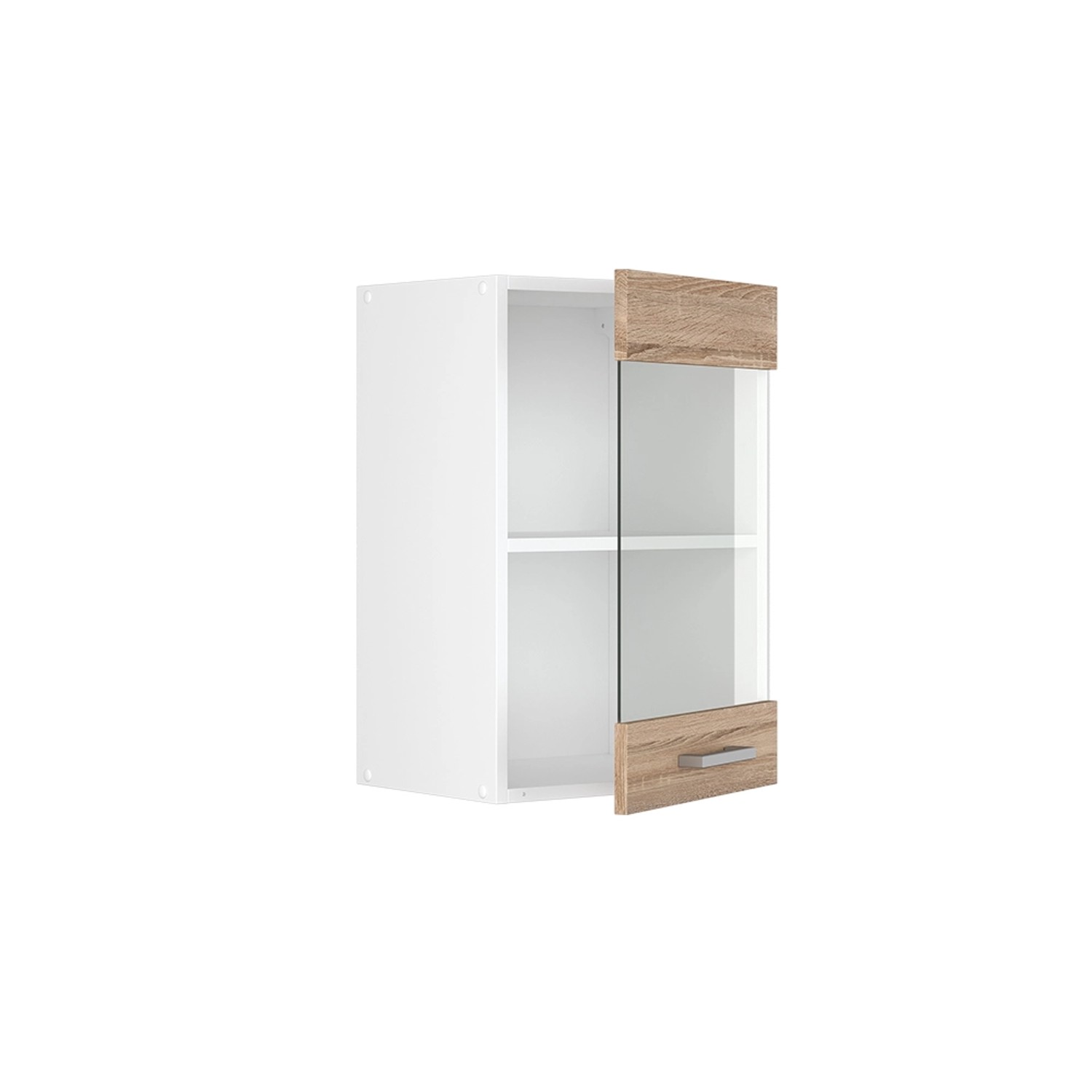 Vicco Küchenglasschrank R-Line, Sonoma/Weiß, 40 cm. Hängeschrank mit Glastür für die Küche.