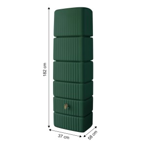 4rain Slim Regenwassertank, 330 l, Grün, inkl. Zubehör. Schmale Regentonne für die Gartenbewässerung.