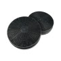 Zwei runde, schwarze AIR2GO Aktivkohlefilter für Haier Dunstabzugshauben. Set mit 2 Stück, 175mm Durchmesser.