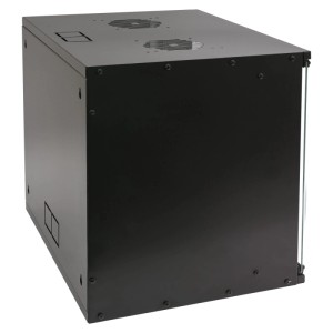 Schwarzer 9HE HMF Serverschrank/Netzwerkschrank, unmontiert, 19 Zoll Rack mit Glasfront.