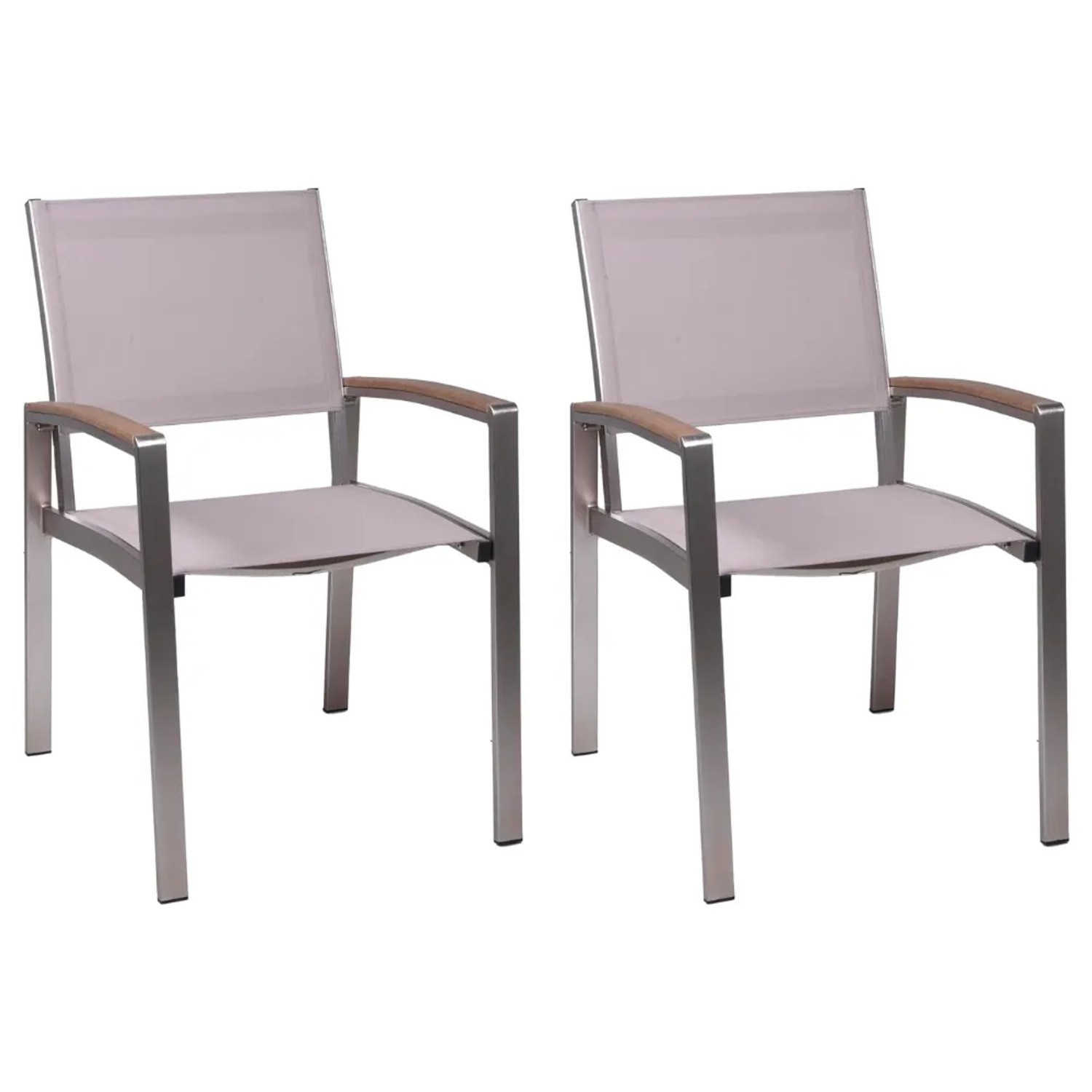 DELUKE Gartenstuhl 2er Set HANNA Kunststoff Champagner Stapelstuhl Wetterfest Gartenstühle Outdoor Essstühle