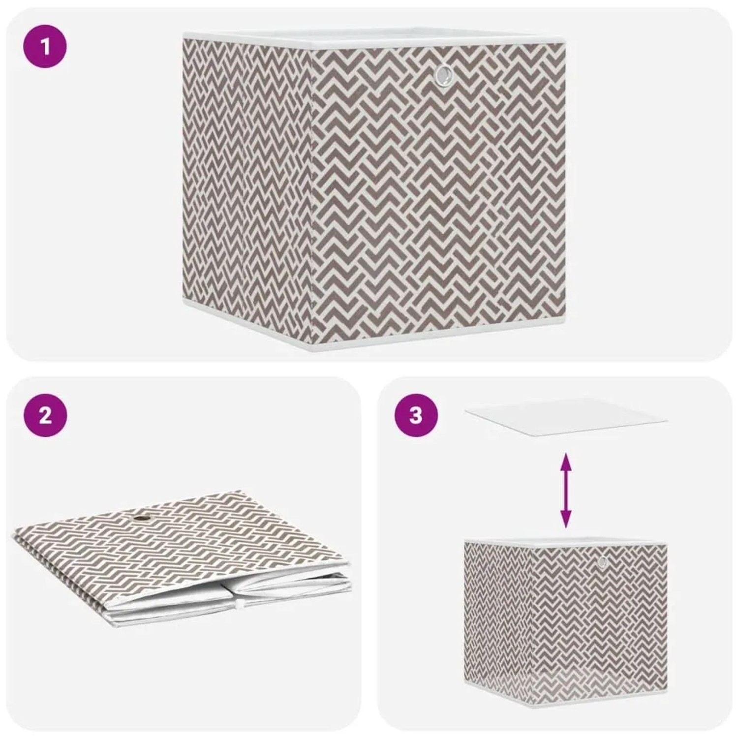 vidaXL Faltboxen 10 Stk Braun 32x32x32 cm Vlies 4018986_8