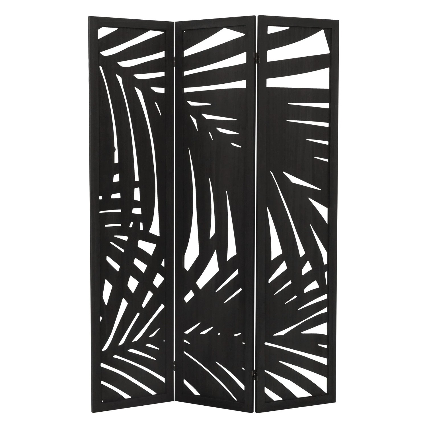 ML-Design Paravent 3-tlg Sapporo Schwarz 170x121cm aus Paulownienholz
